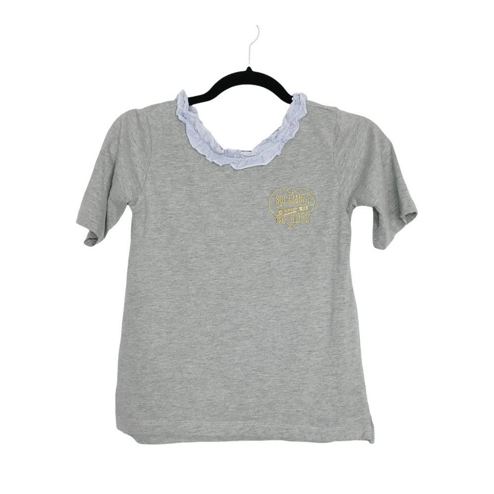 Harry Potter Hogwarts Gray Short Sleeve Ruffle Gold Embroidered Shirt Girl Size